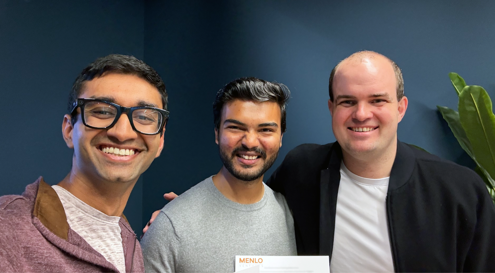 Wispr founders Sahaj Garg and Tanay Kothari and Menlo Partner Matt Kraning