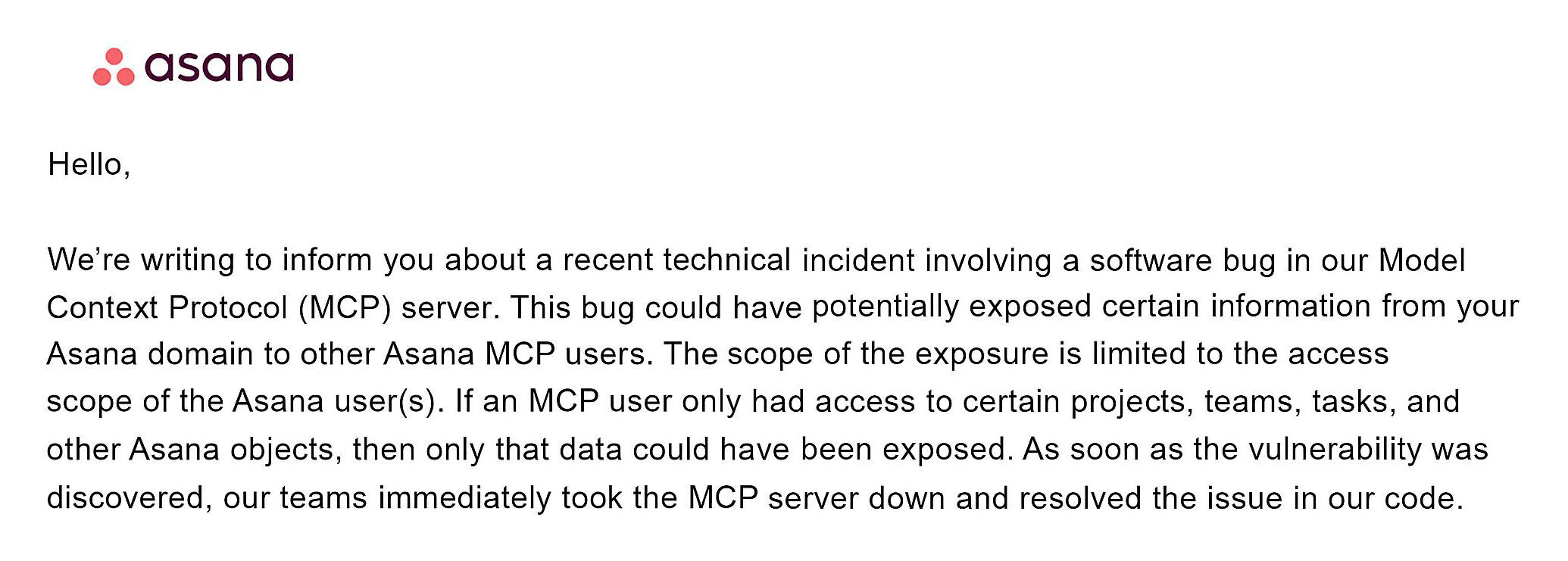 Asana MCP bug alert