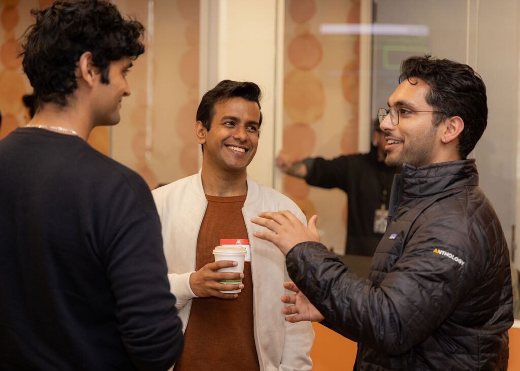 Deedy talking to founders at Anthology event