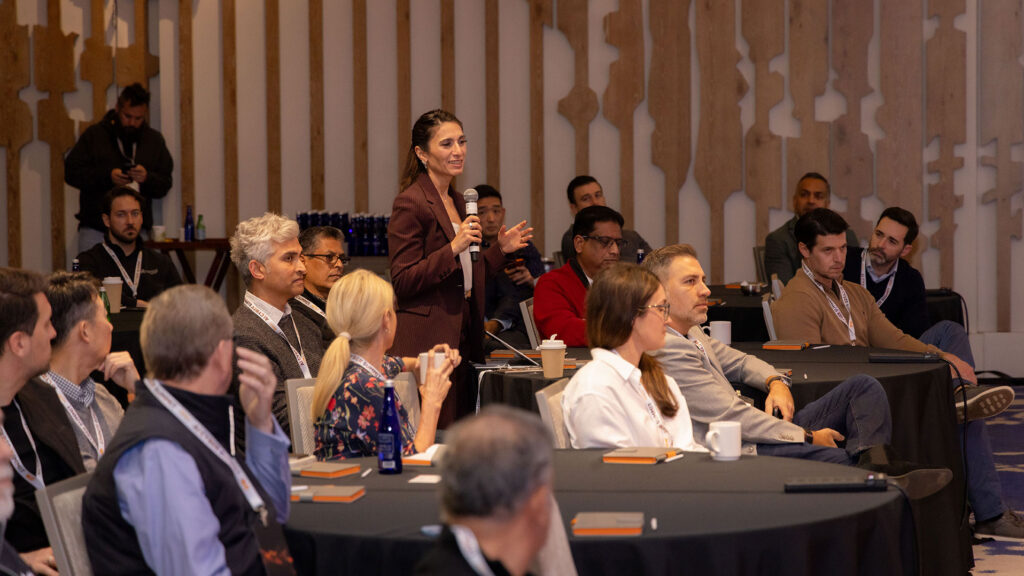 Zafran Co-Founder & CEO asking a question during Menlo Ventures' 2026 AI Cyber Summit