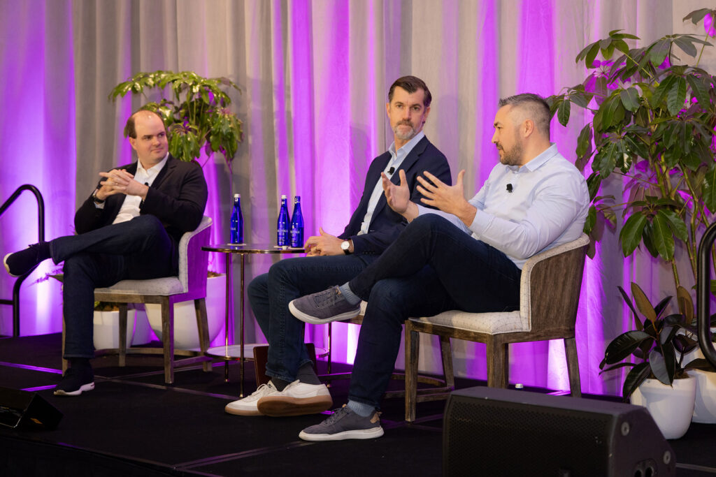 Menlo Ventures partner Matt Kraning with Nate Adler and Skyler Onken at Menlo's 2026 AI Cyber Summit