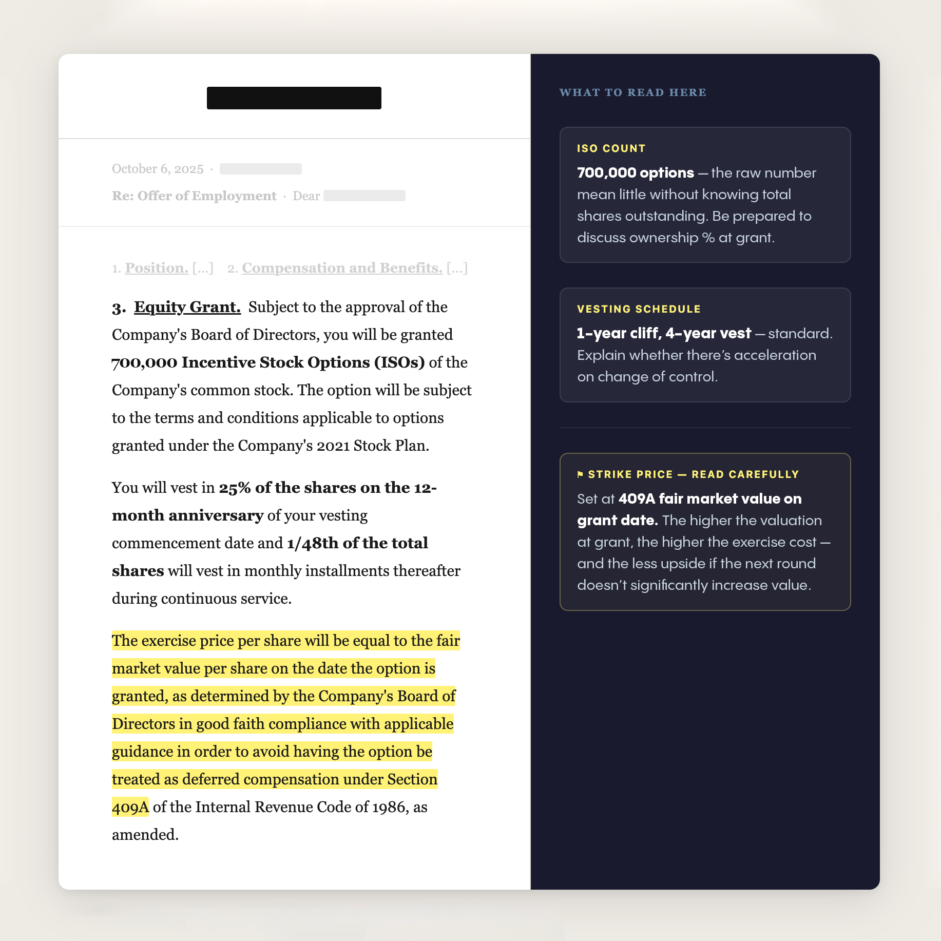 Offer letter example